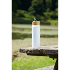 Billy Recycled Aluminum Straw Bottle with Bamboo Lid, 26 oz - White - On Model 2