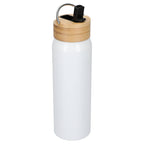 Billy Recycled Aluminum Straw Bottle with Bamboo Lid, 26 oz - White - Right Angle