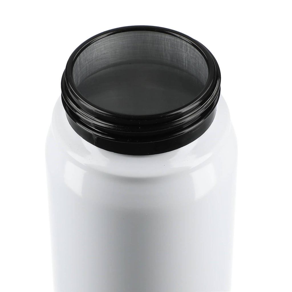 Billy Recycled Aluminum Straw Bottle with Bamboo Lid, 26 oz - White - Top 4