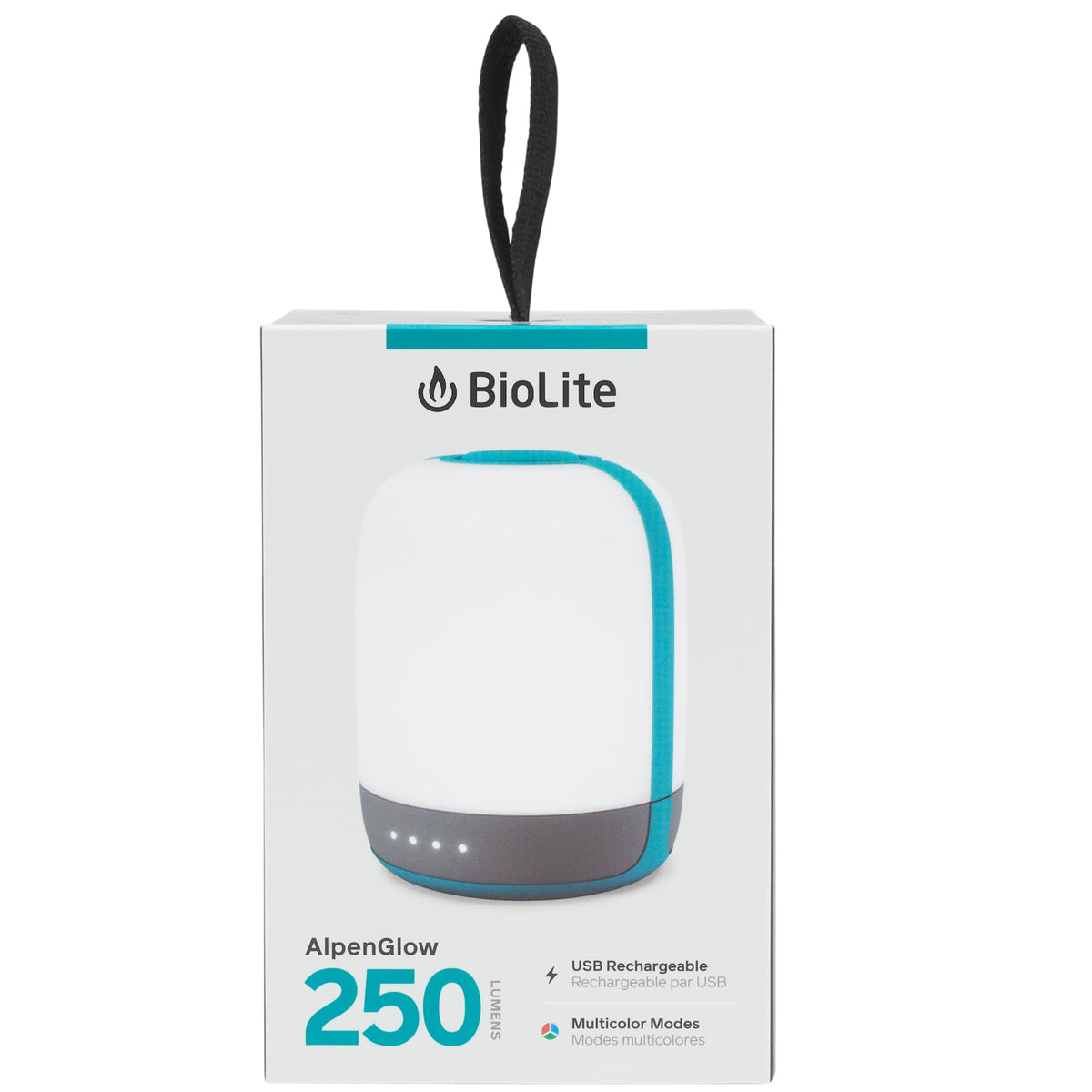 BioLite AlpenGlow Rechargeable Lantern, 250 Lumens - White/Turquoise - Front 4