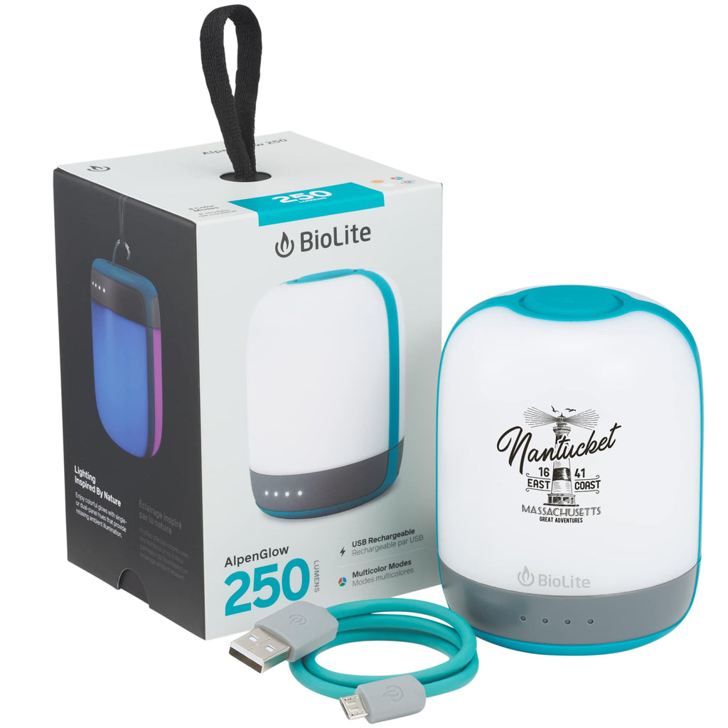 BioLite AlpenGlow Rechargeable Lantern, 250 Lumens - White/Turquoise - Front