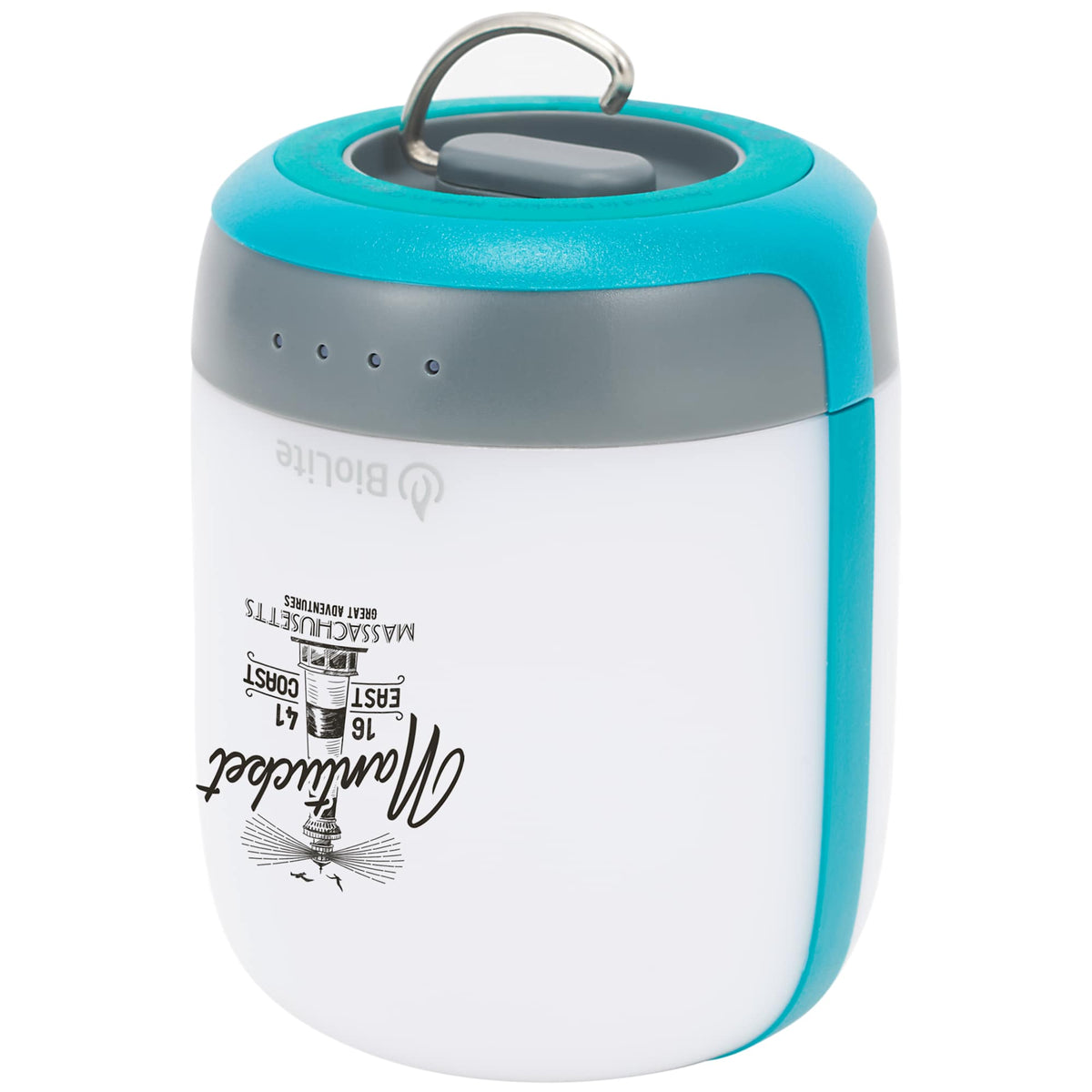 BioLite AlpenGlow Rechargeable Lantern, 250 Lumens - White/Turquoise - Left Angle 3