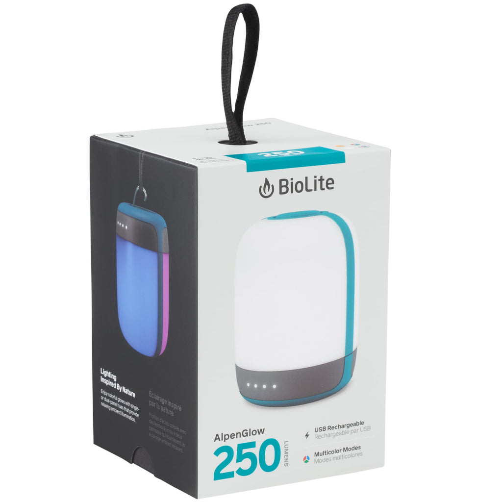 BioLite AlpenGlow Rechargeable Lantern, 250 Lumens - White/Turquoise - Right Angle 2