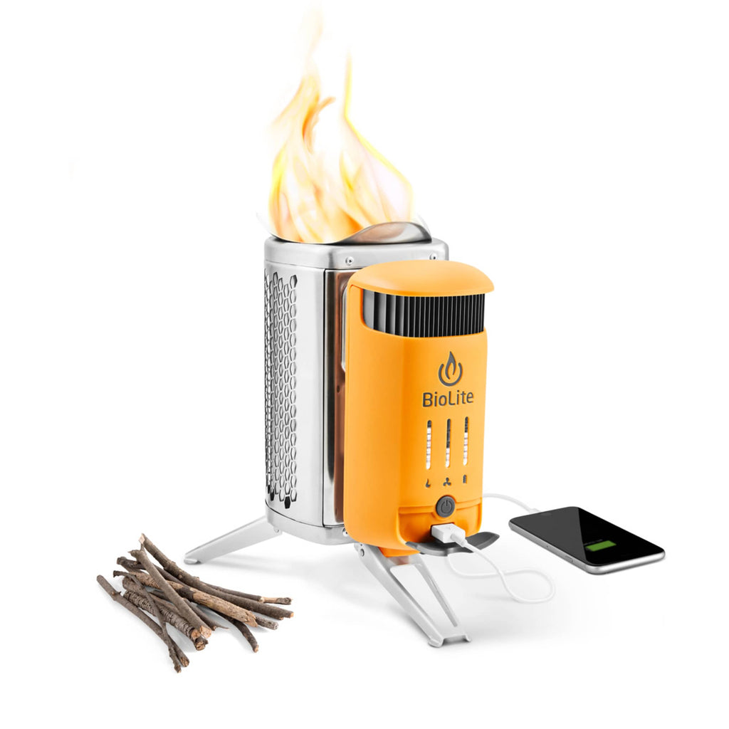 BioLite CampStove Complete Cook Kit with Grill and KettlePot Laser Engraving - Orange - Left Angle