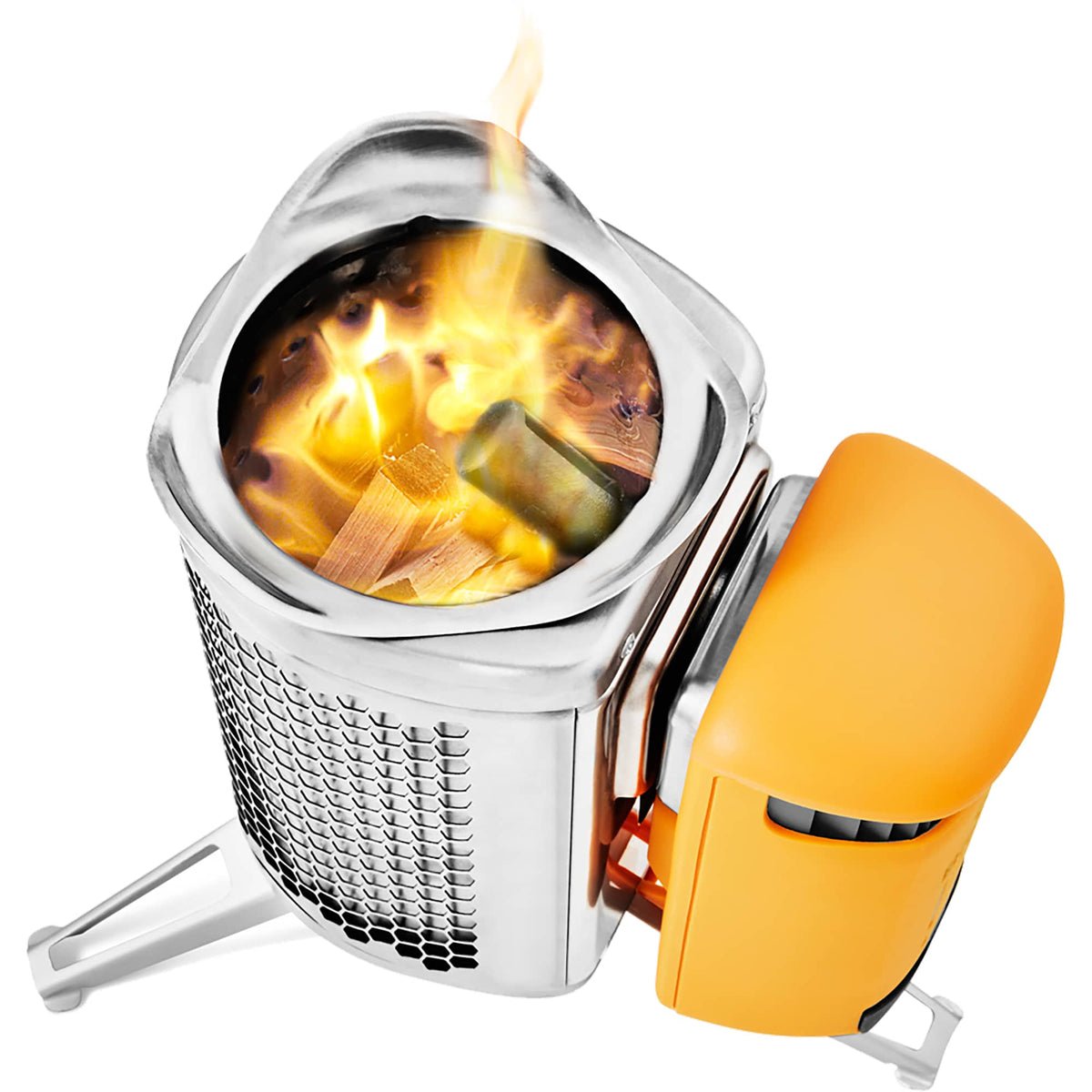 BioLite CampStove Complete Cook Kit with Grill and KettlePot Laser Engraving - Orange - Top