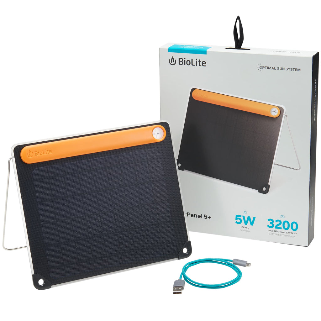 BioLite SolarPanel 5+ with 3,200 mAh Battery Full Color - Orange - Right Angle 5
