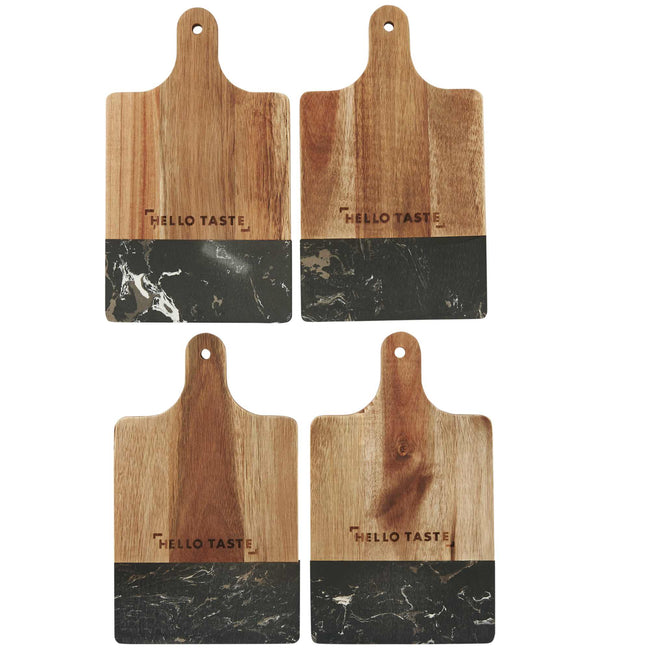 Black Marble and Acacia Wood Cutting Board Laser Engraving