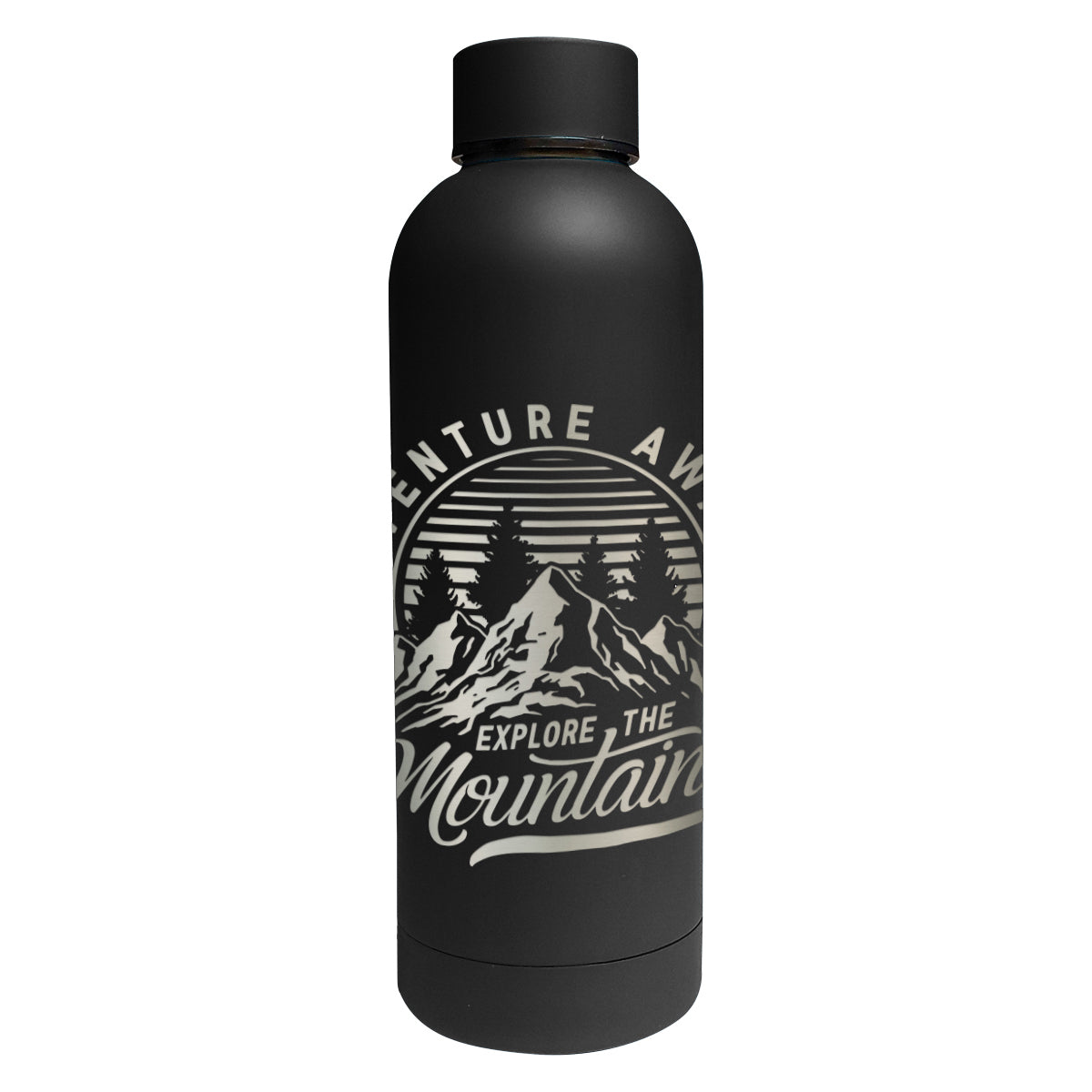 Blair Recycled Stainless Steel Bottle, Laser Engraved, 17 oz - Black - Laser