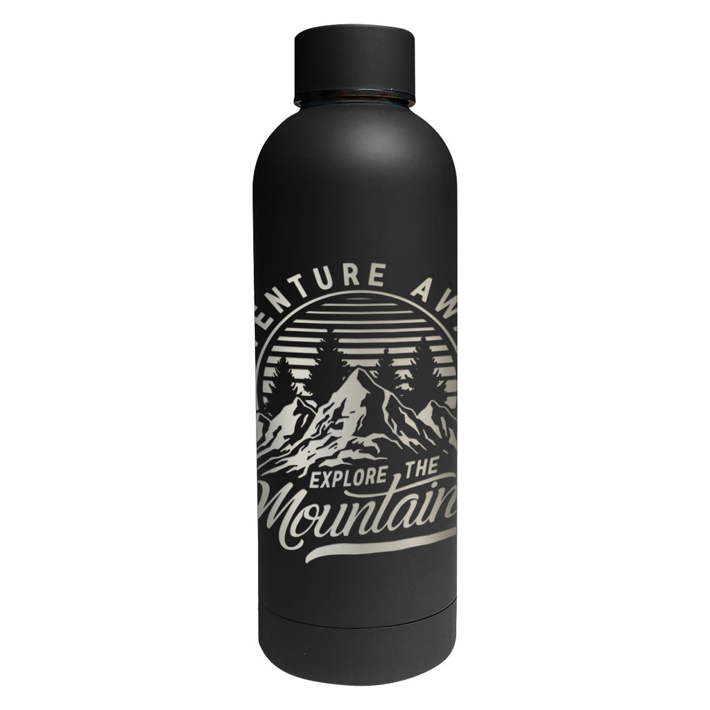 Blair Recycled Stainless Steel Bottle, Laser Engraved, 17 oz - Black - Laser