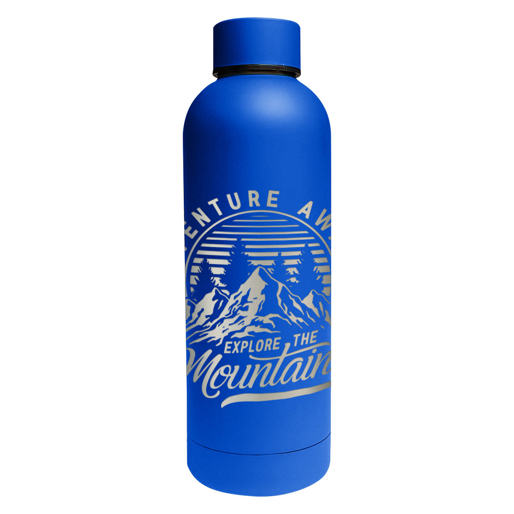 Blair Recycled Stainless Steel Bottle, Laser Engraved, 17 oz - Blue - Laser