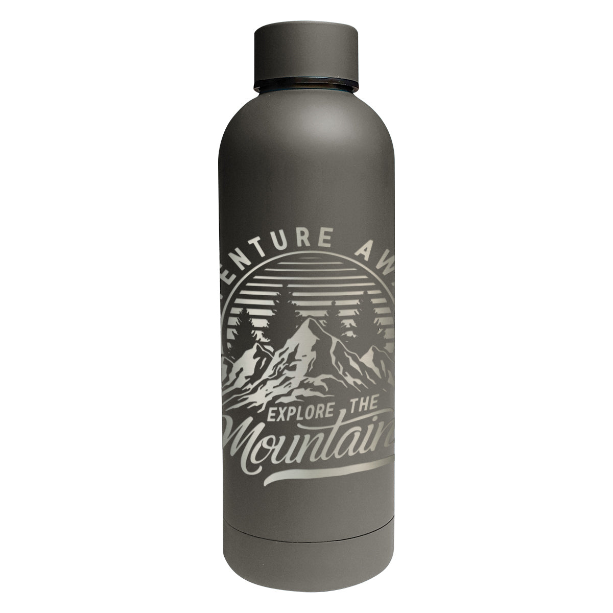 Blair Recycled Stainless Steel Bottle, Laser Engraved, 17 oz - Gray - Laser