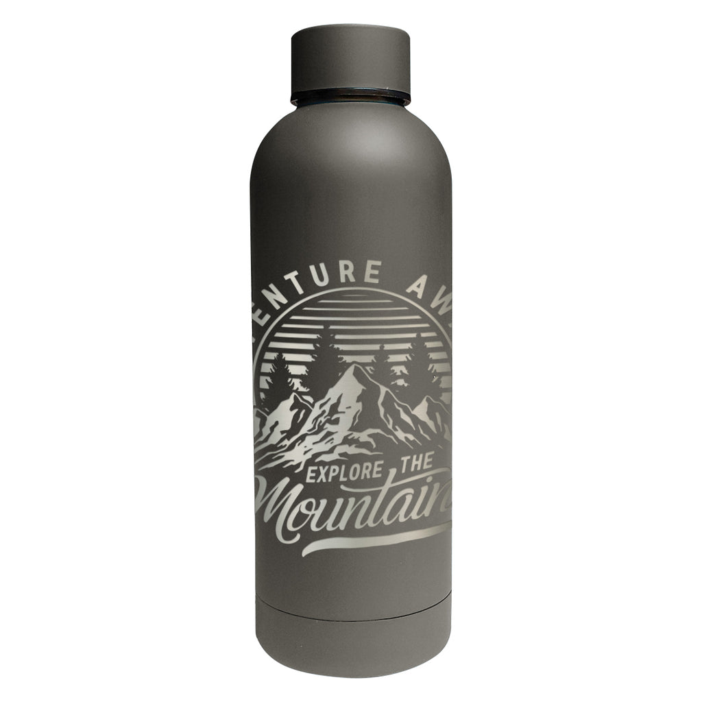Blair Recycled Stainless Steel Bottle, Laser Engraved, 17 oz - Gray - Laser