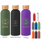 Blair Recycled Stainless Steel Bottle with Bamboo Lid, 17 oz - Black