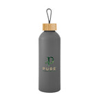 Blaire Recycled Aluminum Bottle, Bamboo Lid and Handle, 25 oz - Gray - Colorbrite
