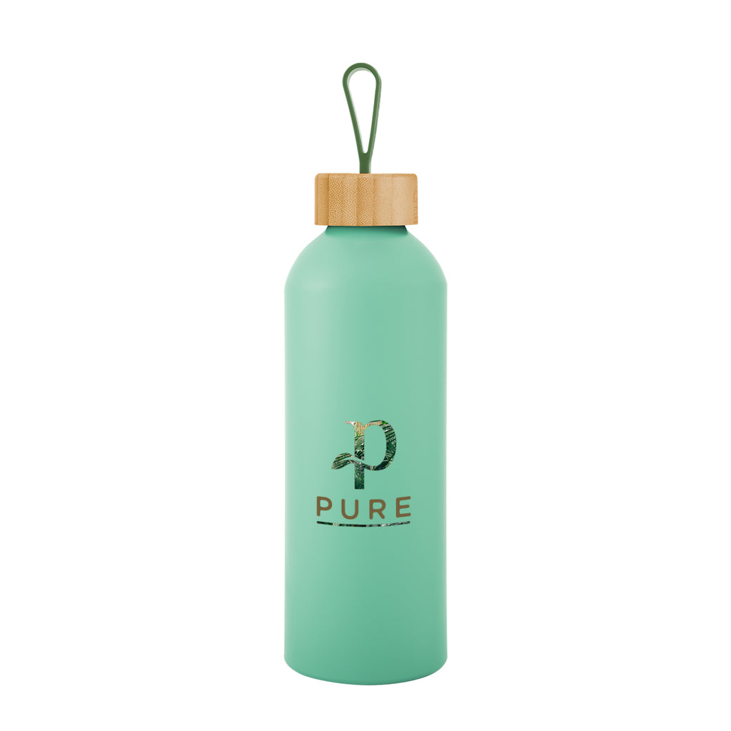 Blaire Recycled Aluminum Bottle, Bamboo Lid and Handle, 25 oz - Jade - Colorbrite