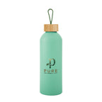 Blaire Recycled Aluminum Bottle, Bamboo Lid and Handle, 25 oz - Jade - Colorbrite
