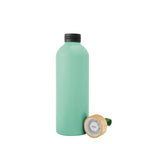 Blaire Recycled Aluminum Bottle, Bamboo Lid and Handle, 25 oz - Jade - Open