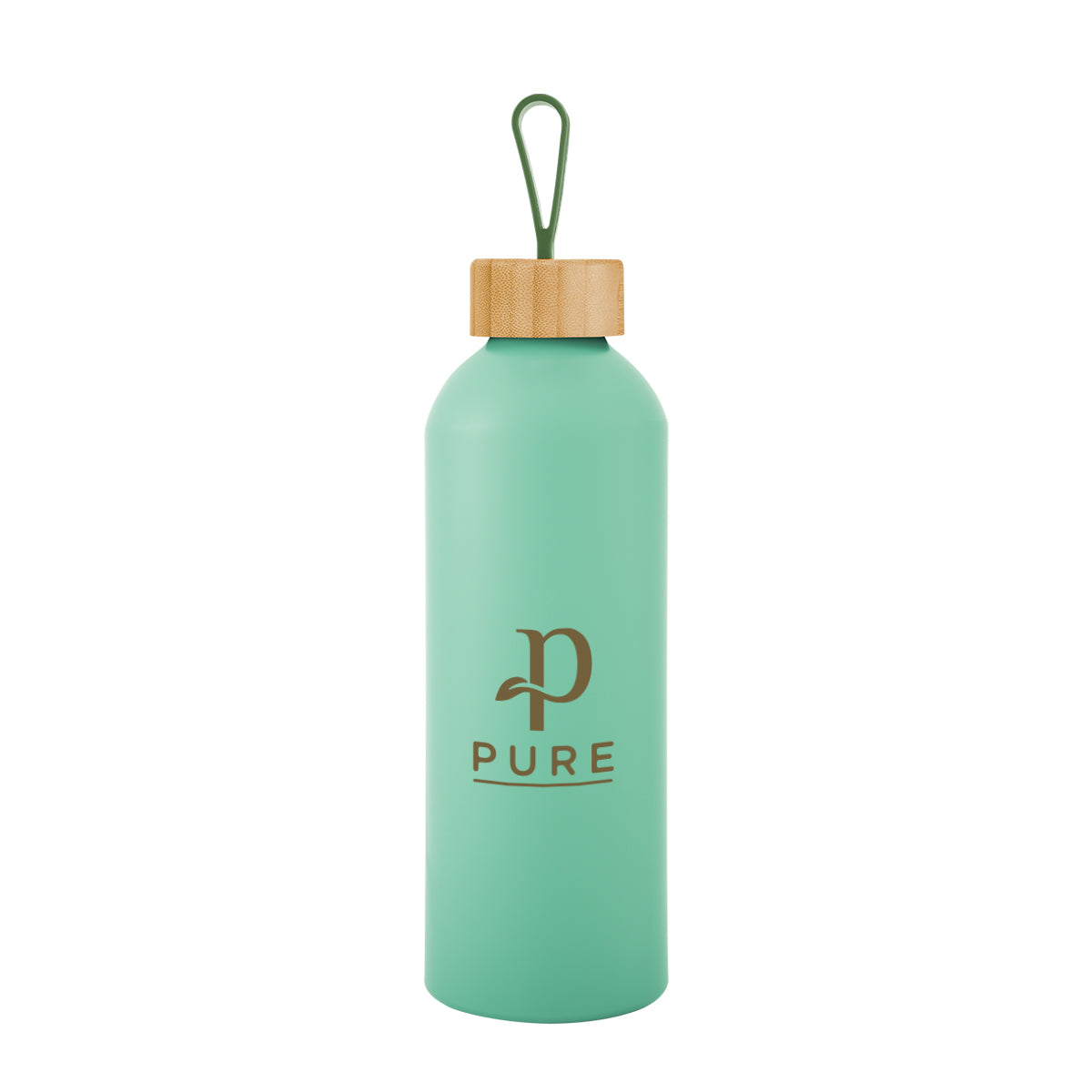 Blaire Recycled Aluminum Bottle, Bamboo Lid and Handle, 25 oz - Jade - Silk Screen