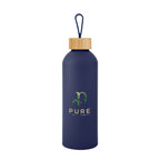 Blaire Recycled Aluminum Bottle, Bamboo Lid and Handle, 25 oz - Navy - Colorbrite