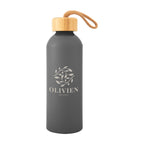 Blaire Recycled Aluminum Bottle with Bamboo Lid, 25 oz - Gray - Silk Screen