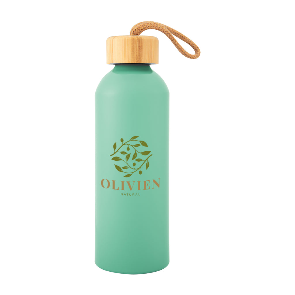Blaire Recycled Aluminum Bottle with Bamboo Lid, 25 oz - Jade - Colorbrite