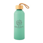 Blaire Recycled Aluminum Bottle with Bamboo Lid, 25 oz - Jade - Silk Screen