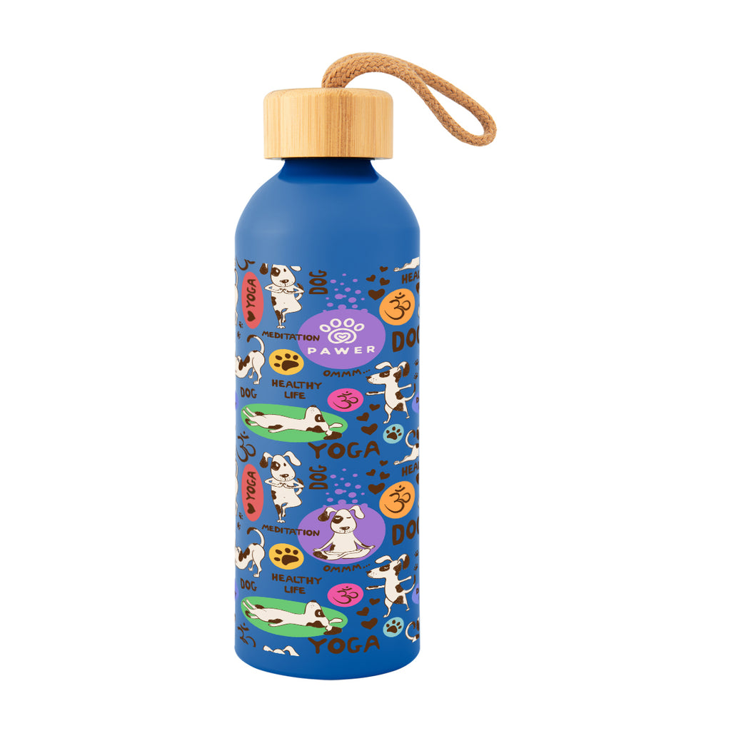 Blaire Recycled Aluminum Bottle with Bamboo Lid in Full Color, 25 oz - Blue - Megabrite