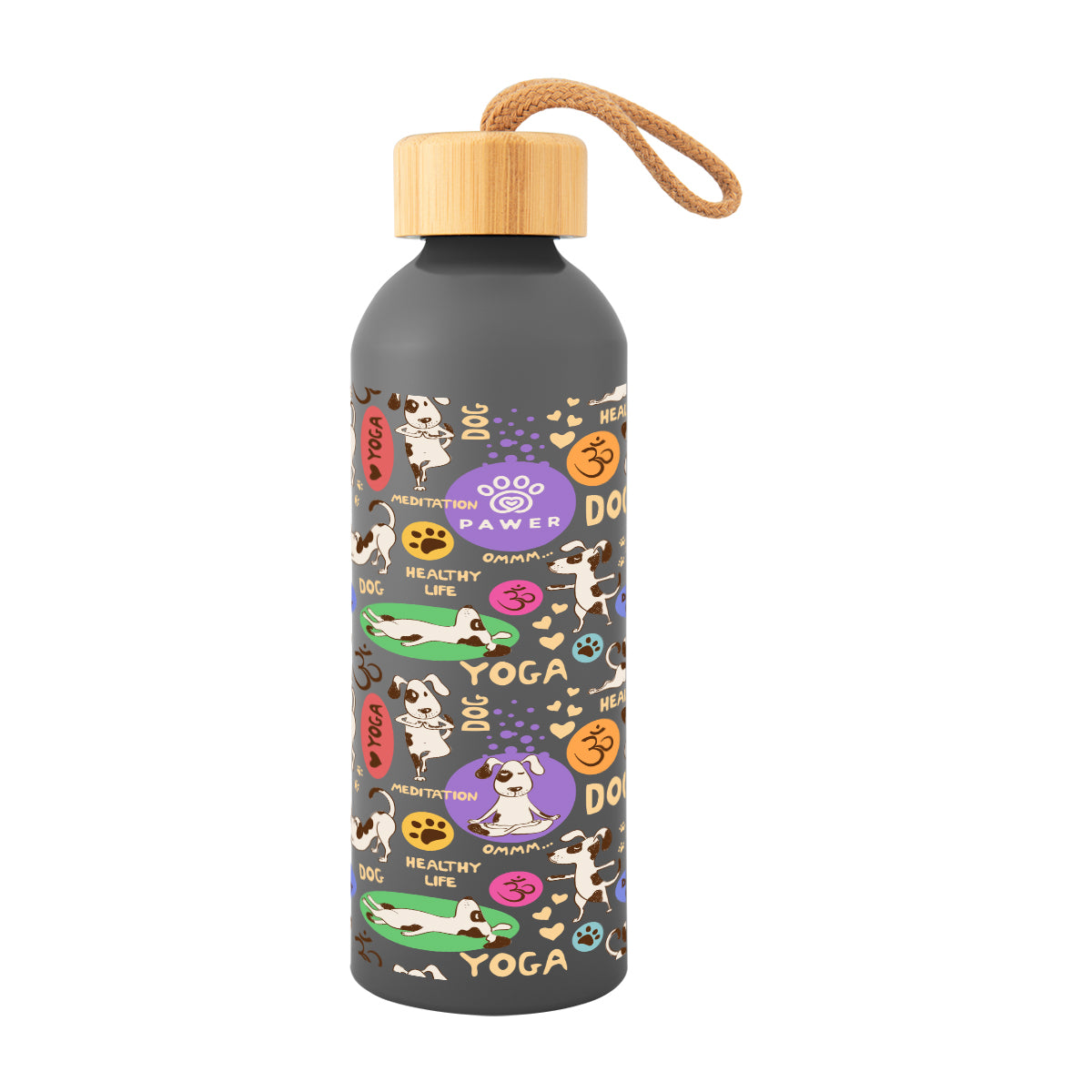 Blaire Recycled Aluminum Bottle with Bamboo Lid in Full Color, 25 oz - Gray - Megabrite