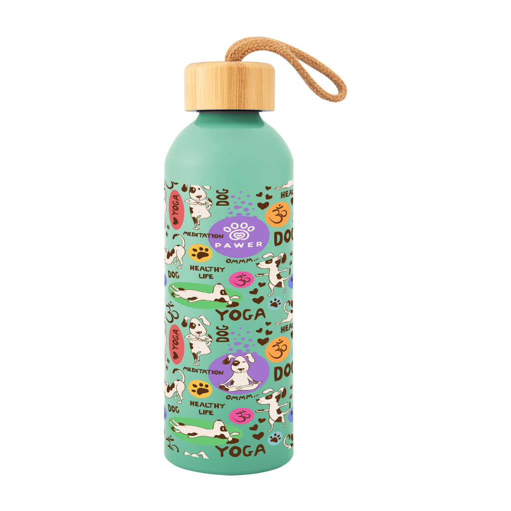 Blaire Recycled Aluminum Bottle with Bamboo Lid in Full Color, 25 oz - Jade - Megabrite