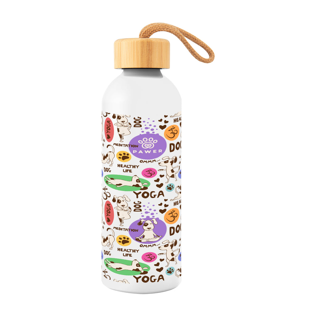 Blaire Recycled Aluminum Bottle with Bamboo Lid in Full Color, 25 oz - White - Megabrite