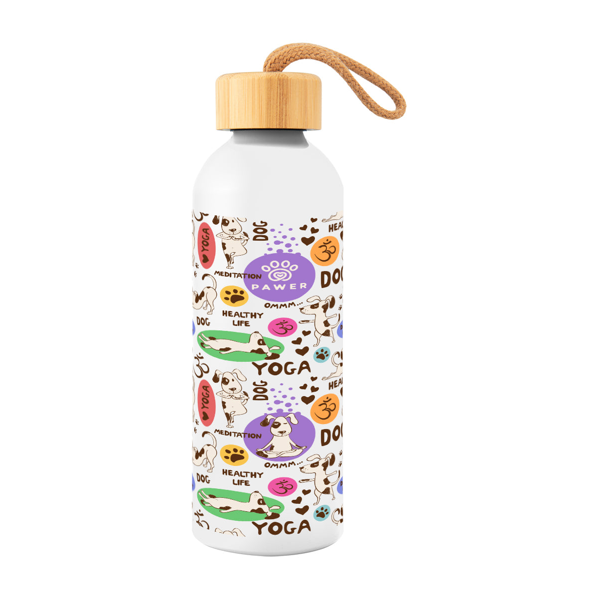 Blaire Recycled Aluminum Bottle with Bamboo Lid in Full Color, 25 oz - White - Megabrite