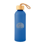Blaire Recycled Aluminum Bottle with Bamboo Lid, Laser Engraved, 25 oz - Blue - Laser