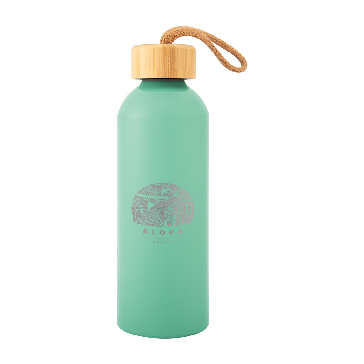 Blaire Recycled Aluminum Bottle with Bamboo Lid, Laser Engraved, 25 oz - Jade - Laser