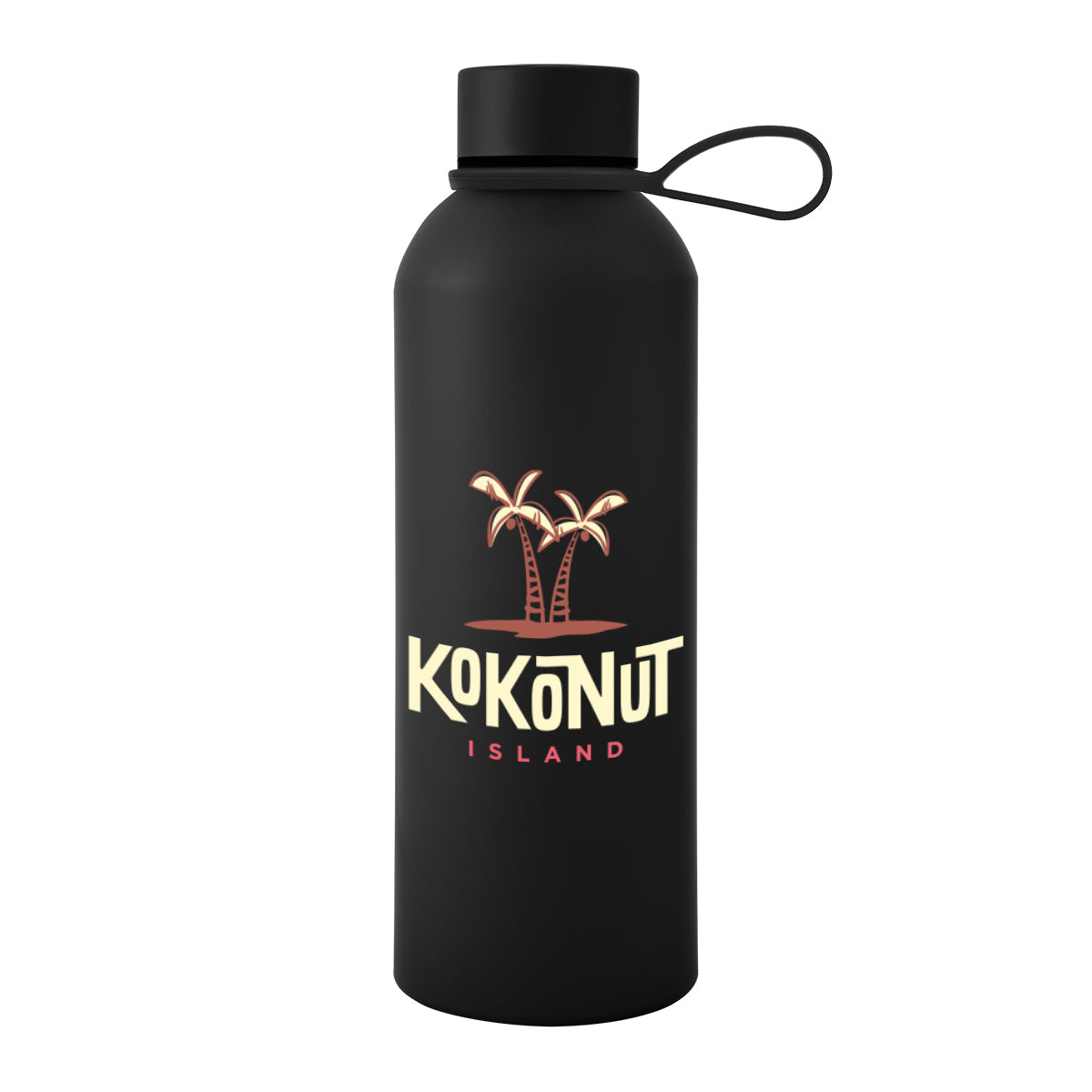 Blaire Recycled Aluminum Bottle with Silicone Carry Strap, 25 oz - Black - Colorbrite