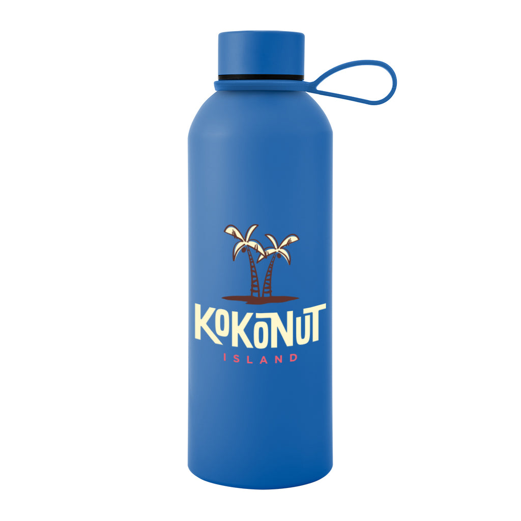 Blaire Recycled Aluminum Bottle with Silicone Carry Strap, 25 oz - Blue - Colorbrite