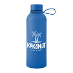 Blaire Recycled Aluminum Bottle with Silicone Carry Strap, 25 oz - Blue - Silk Screen