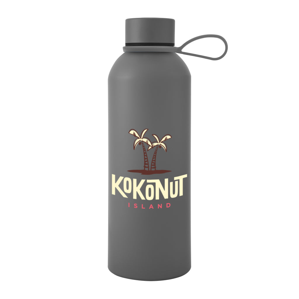 Blaire Recycled Aluminum Bottle with Silicone Carry Strap, 25 oz - Gray - Colorbrite