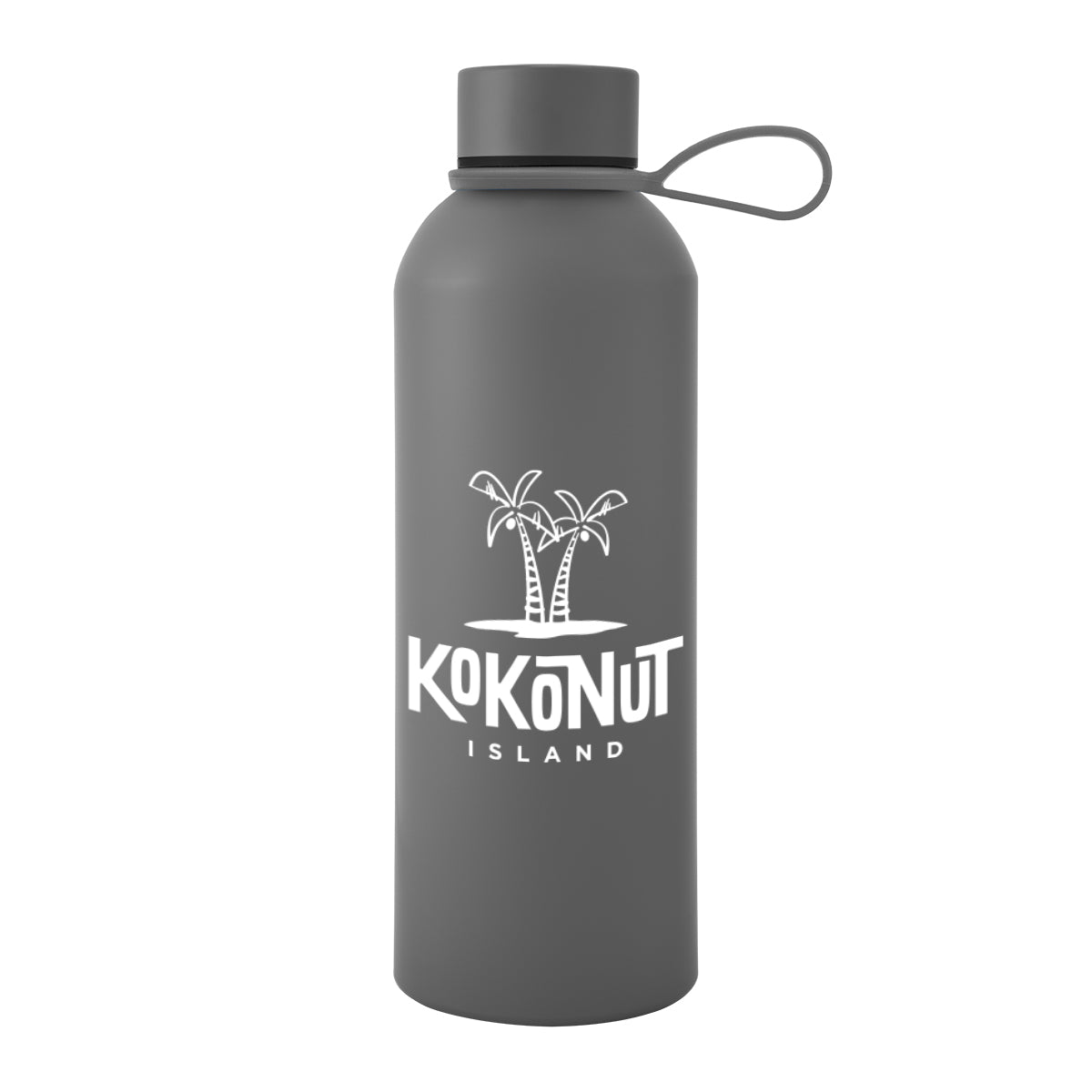 Blaire Recycled Aluminum Bottle with Silicone Carry Strap, 25 oz - Gray - Silk Screen