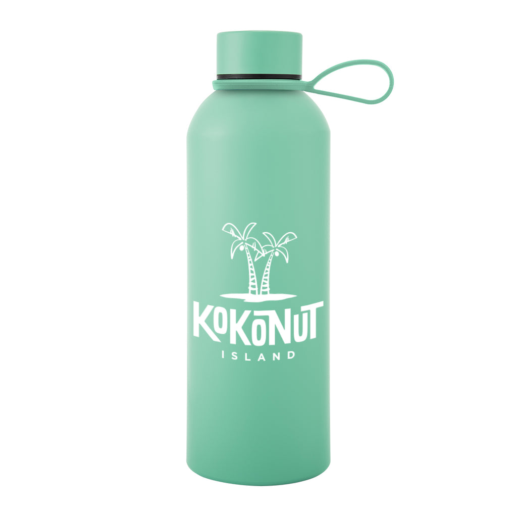 Blaire Recycled Aluminum Bottle with Silicone Carry Strap, 25 oz - Jade - Silk Screen