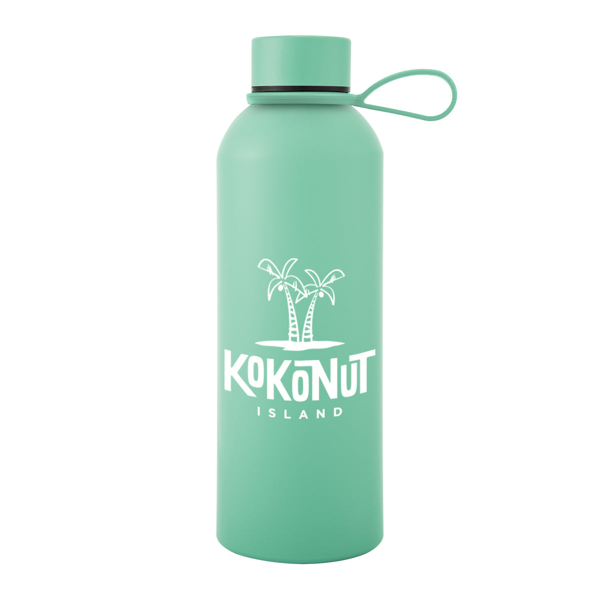 Blaire Recycled Aluminum Bottle with Silicone Carry Strap, 25 oz - Jade - Silk Screen