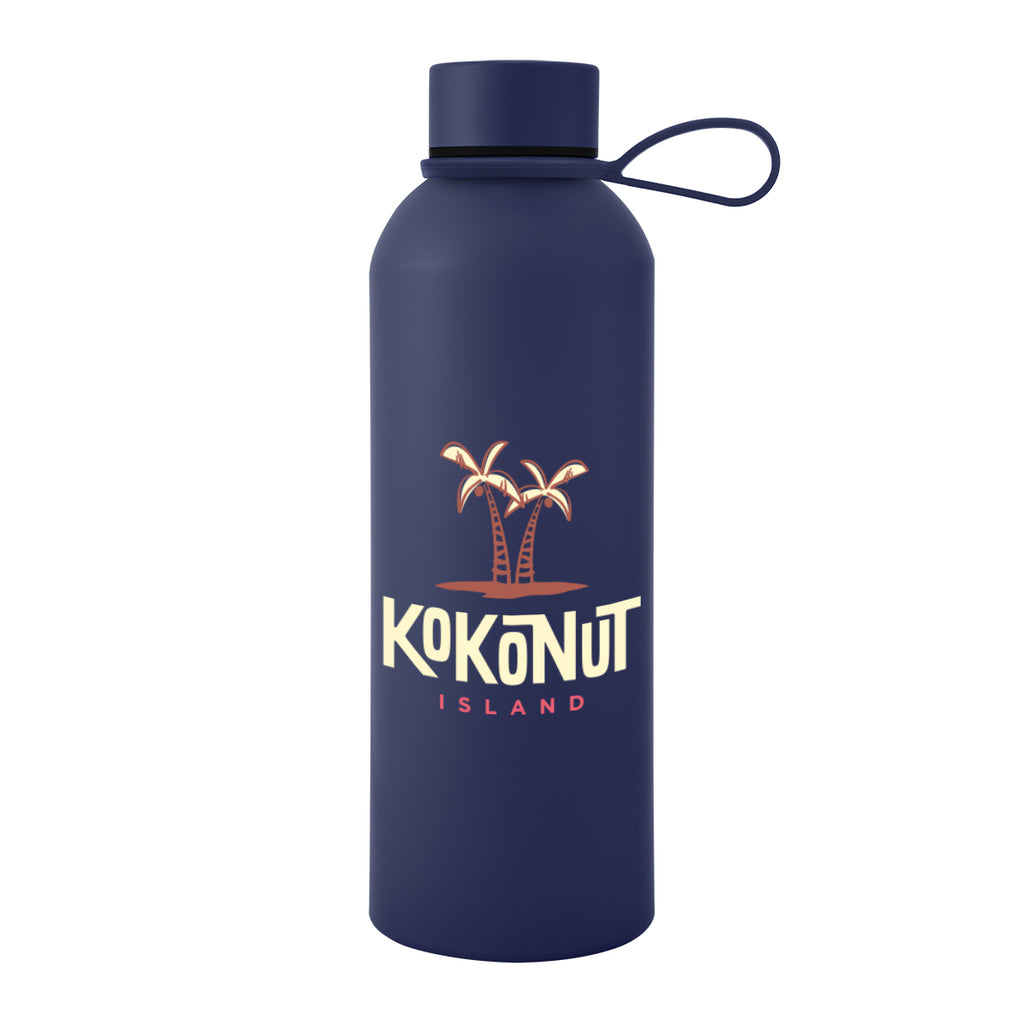 Blaire Recycled Aluminum Bottle with Silicone Carry Strap, 25 oz - Navy - Colorbrite
