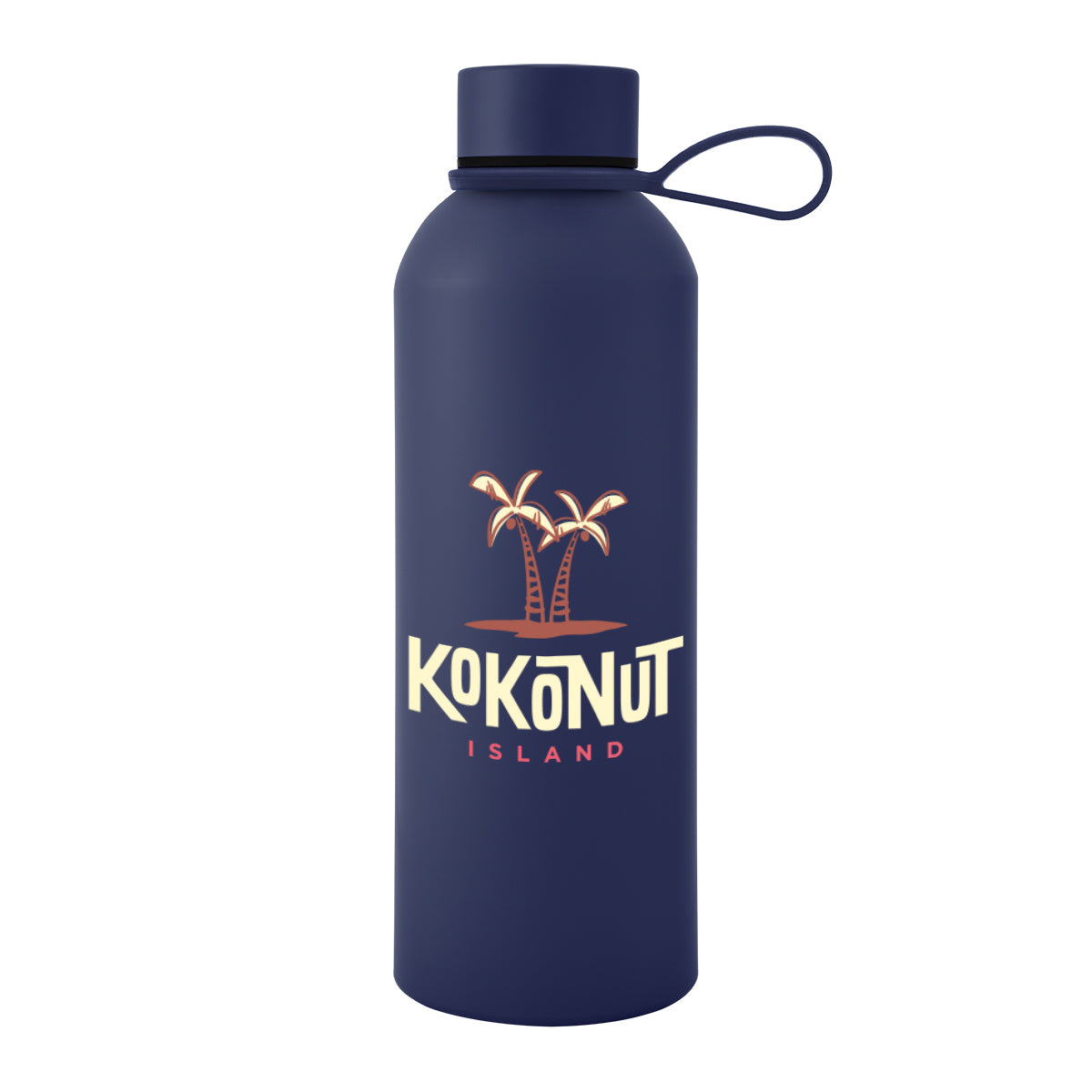 Blaire Recycled Aluminum Bottle with Silicone Carry Strap, 25 oz - Navy - Colorbrite