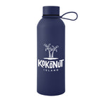 Blaire Recycled Aluminum Bottle with Silicone Carry Strap, 25 oz - Navy - Silk Screen