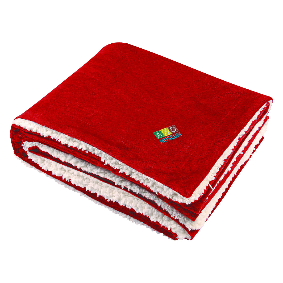 Blanket in Sherpa Fleece - Red - Embroidery