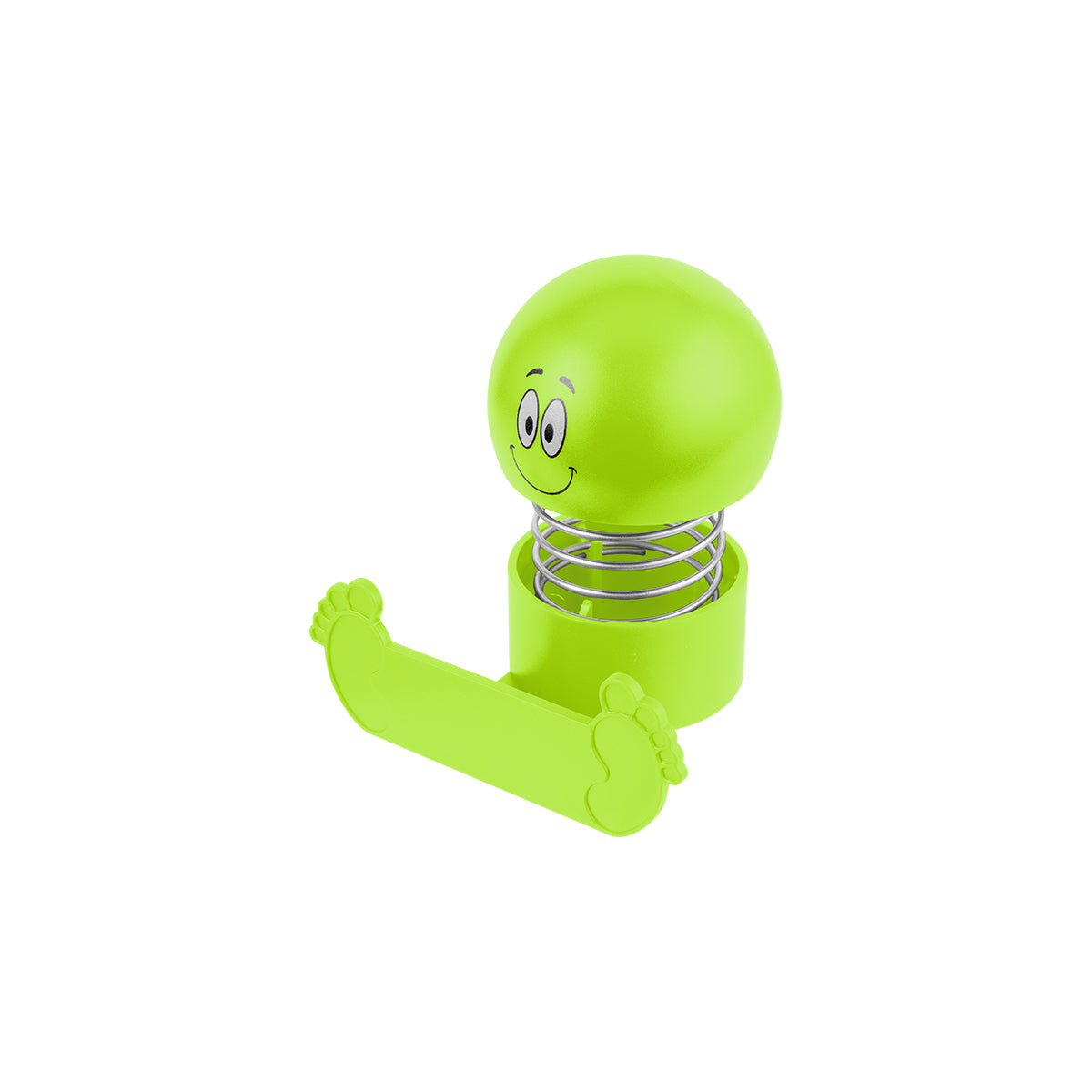 Bobble Head Phone Holder with Smiley Face - Lime Green - Angle