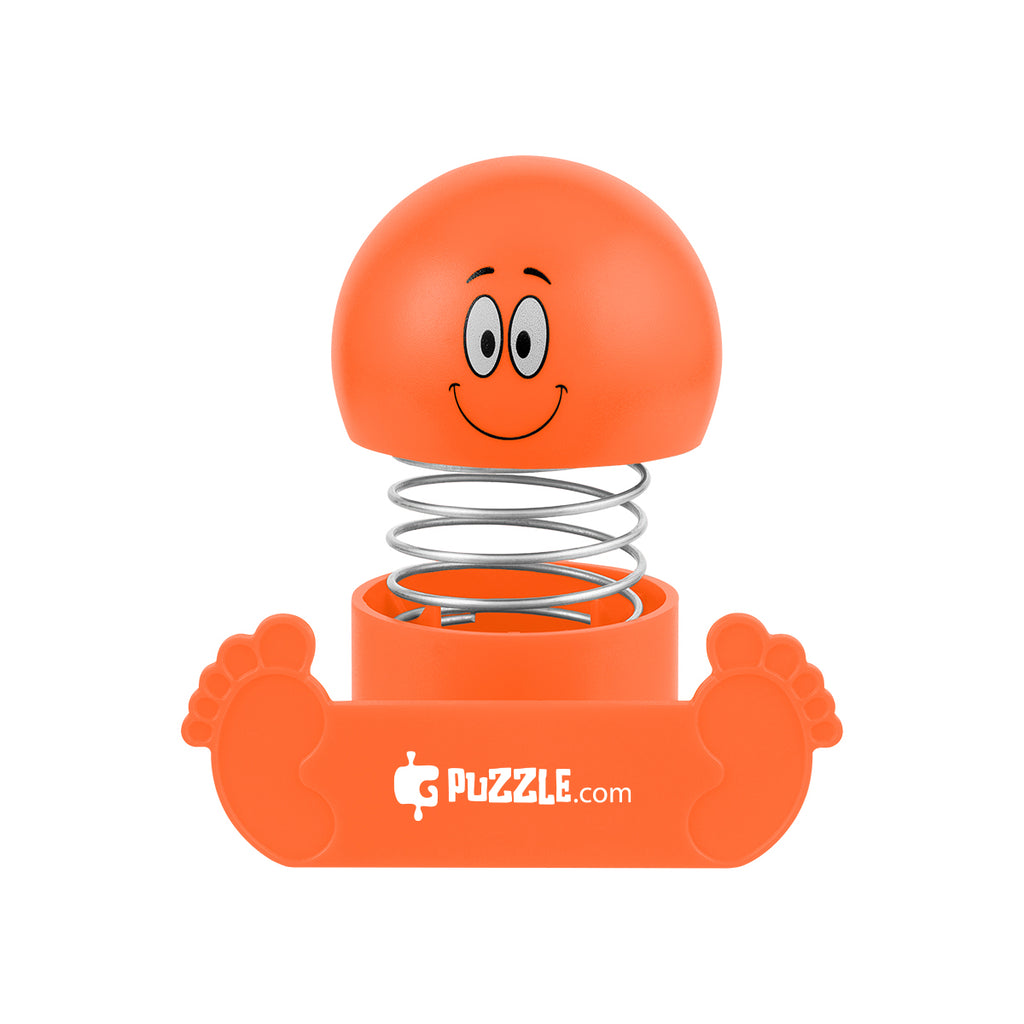 Bobble Head Phone Holder with Smiley Face - Orange - Pad Print