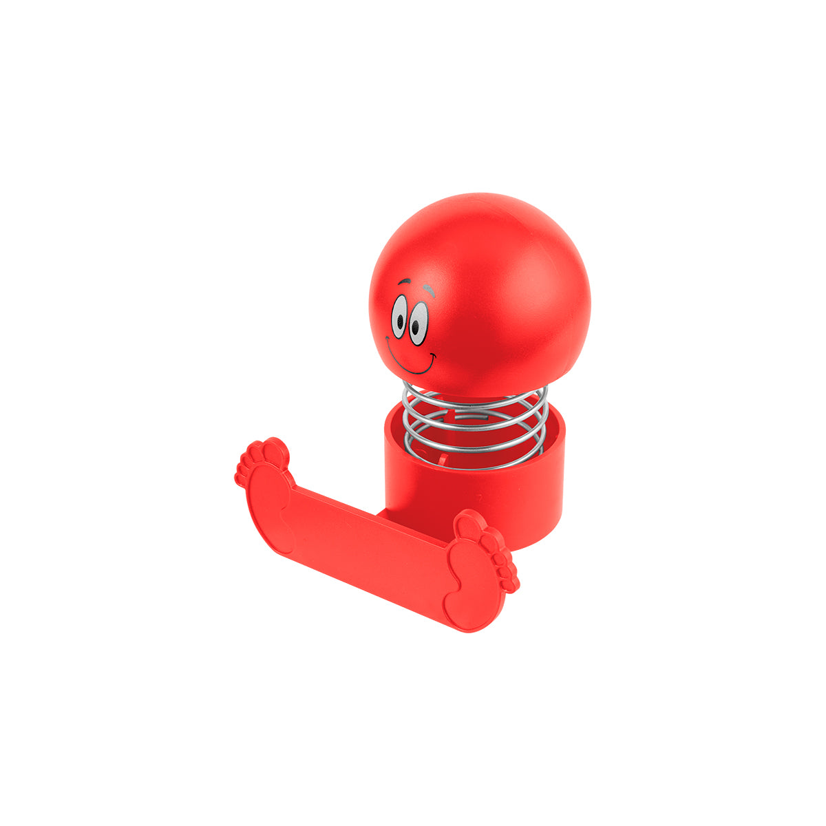 Bobble Head Phone Holder with Smiley Face - Red - Angle