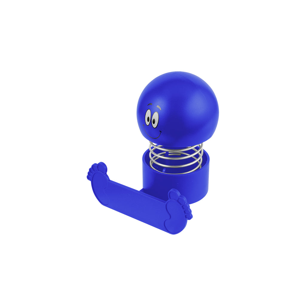Bobble Head Phone Holder with Smiley Face - Royal Blue - Angle
