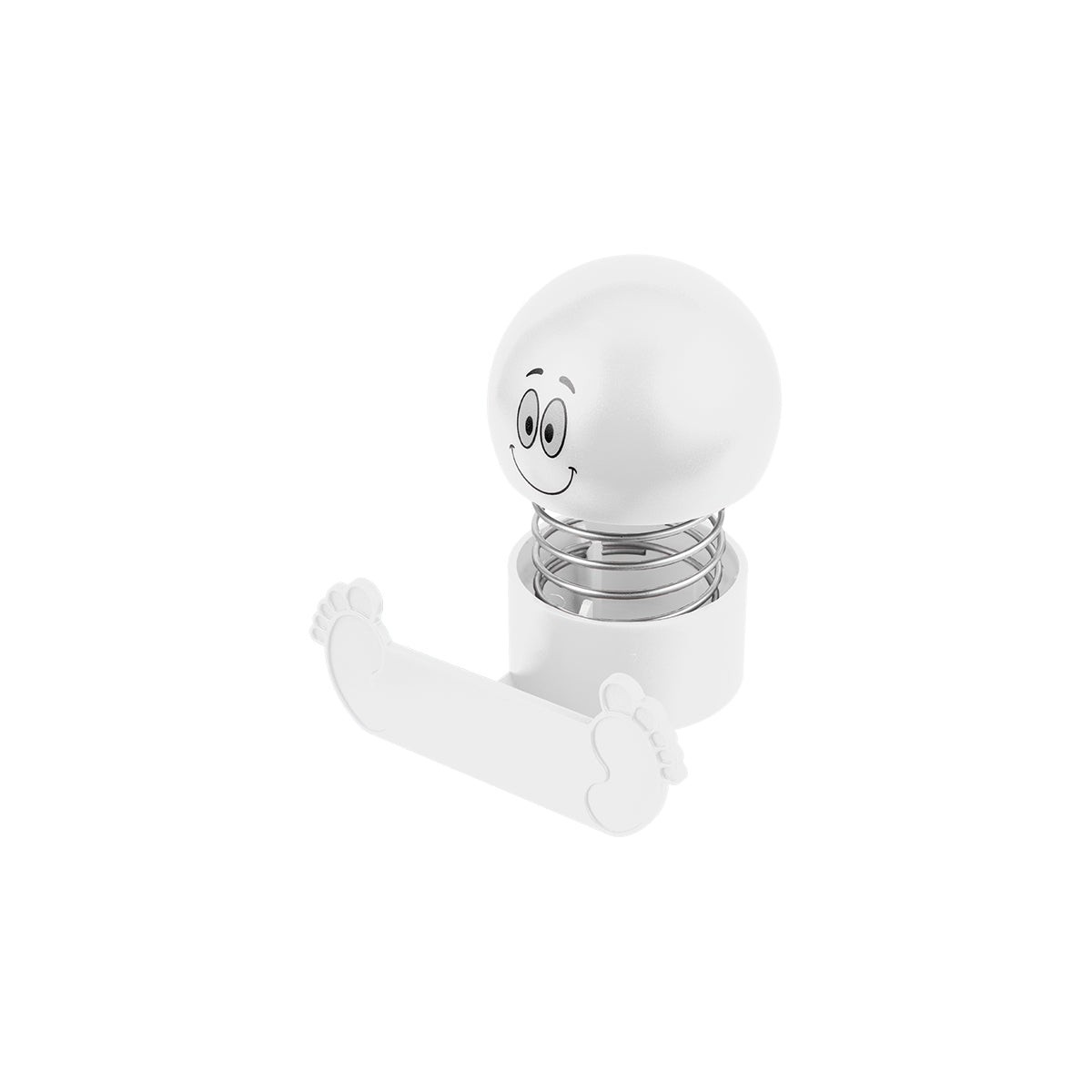 Bobble Head Phone Holder with Smiley Face - White - Angle