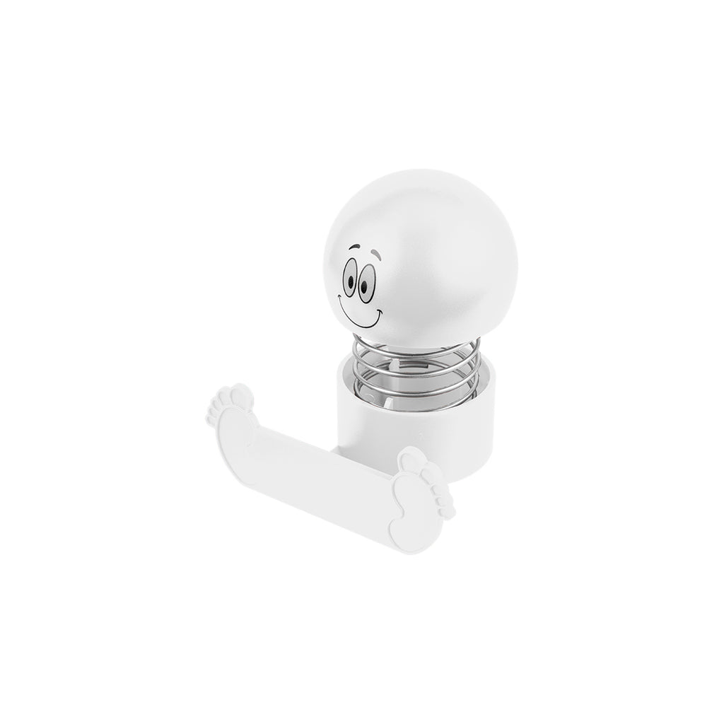Bobble Head Phone Holder with Smiley Face - White - Angle